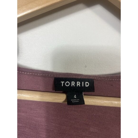 Torrid Top Womens 4x Purple Mauve Babydoll Top Lace Long Sleeve Boho Whimsical - Picture 7 of 11